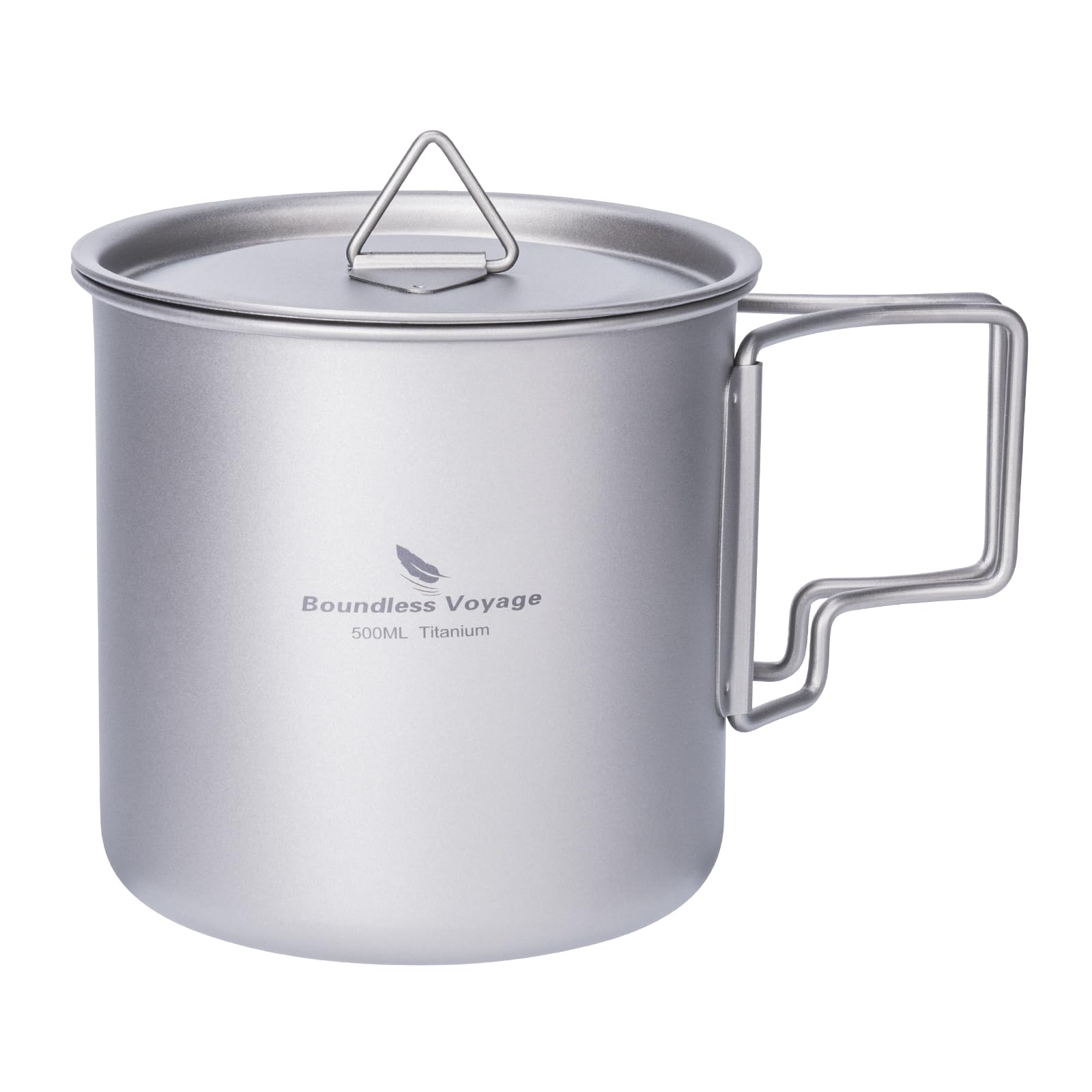 iBasingo 500ml titanium cup with lid, ideal for outdoor tea and coffee on the go.
