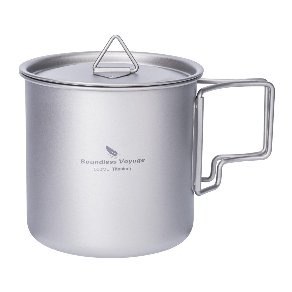 iBasingo 500ml titanium cup with lid, ideal for outdoor tea and coffee on the go.