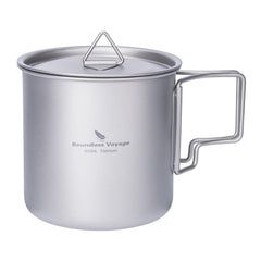 iBasingo 500ml titanium cup with lid, ideal for outdoor tea and coffee on the go.
