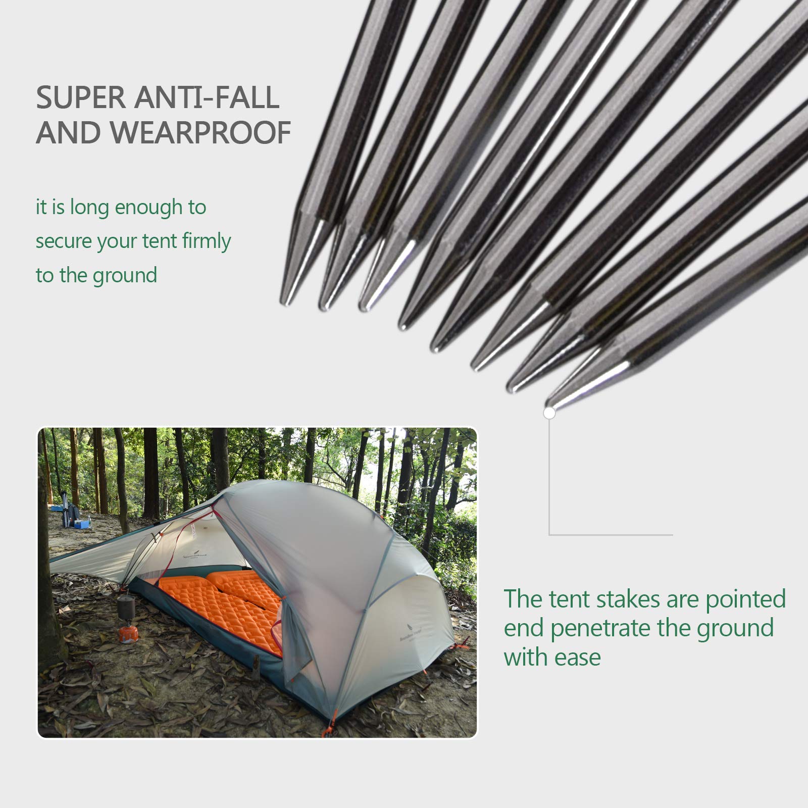iBasingo 6 pack titanium tent stakes ideal for camping kits