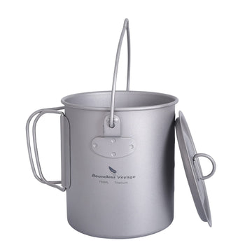 iBasingo 750ml titanium cup with lid for outdoor coffee on the trail