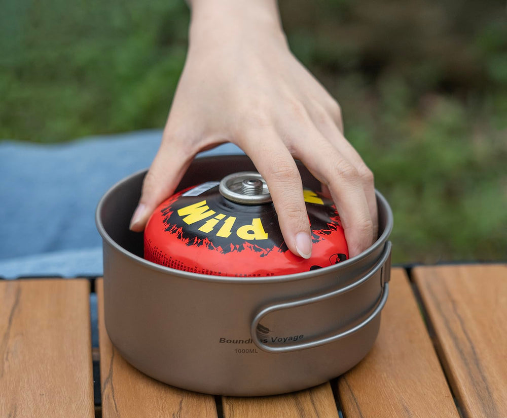 iBasingo compact backpacking cookware fits into small packs.