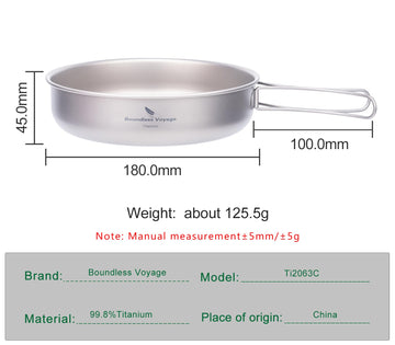 iBasingo foldable-handle titanium skillet ready for packable backpacking meals.