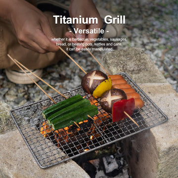 iBasingo mini outdoor titanium grill mesh close up shows durable construction