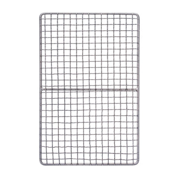 iBasingo mini outdoor titanium grill mesh top view for easy camp cooking