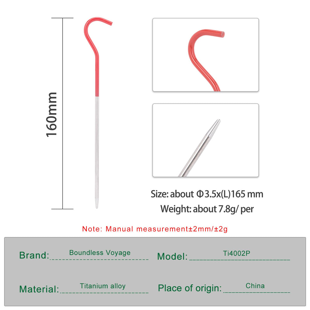 iBasingo orange-silver titanium peg shows lightweight, durable camp stake design
