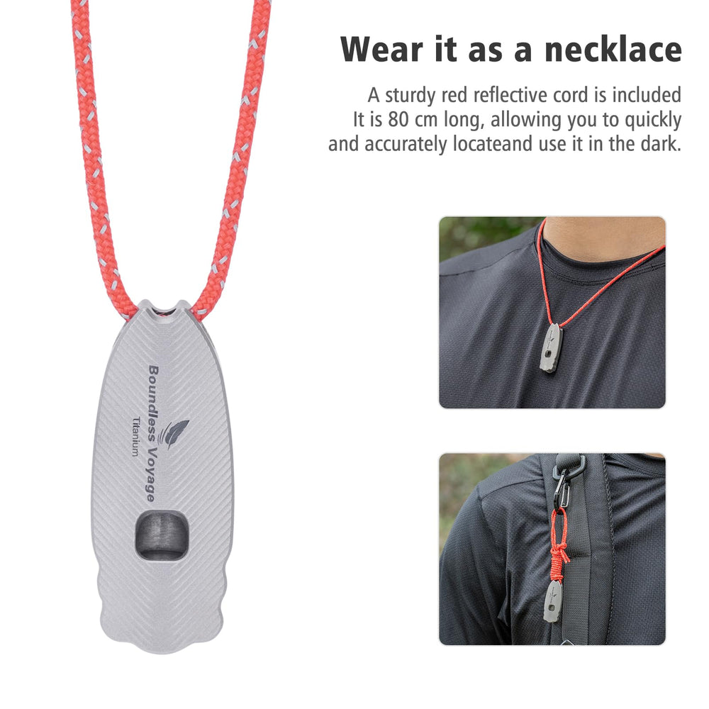 iBasingo outdoor safety whistle ideal for hiking and camping signaling.