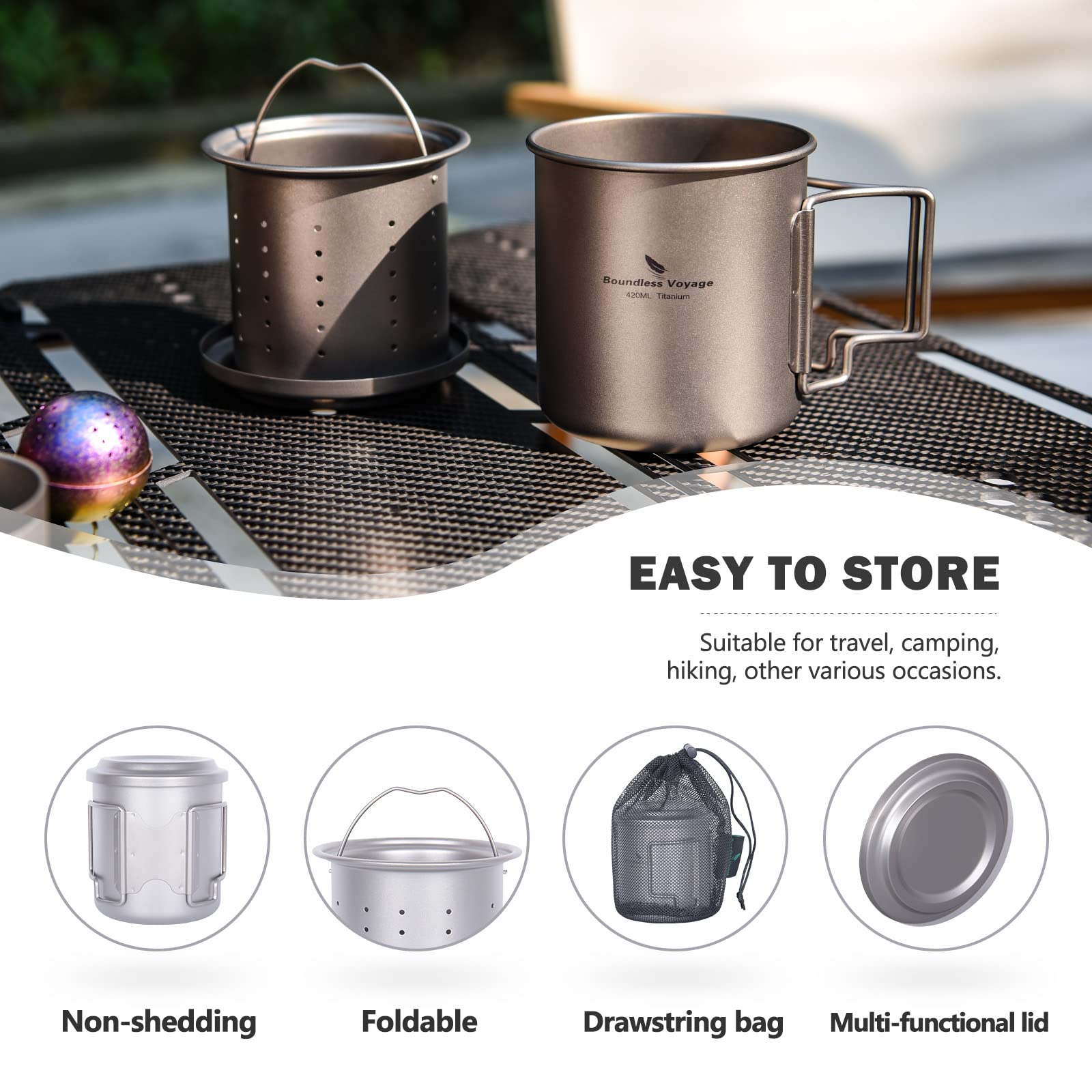 iBasingo outdoor tea cup in action for camping or hiking