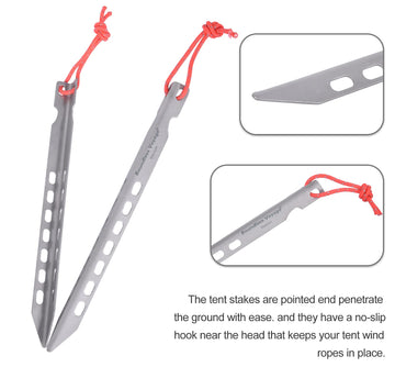 iBasingo 6–8 pack titanium stakes ideal for camping kits.