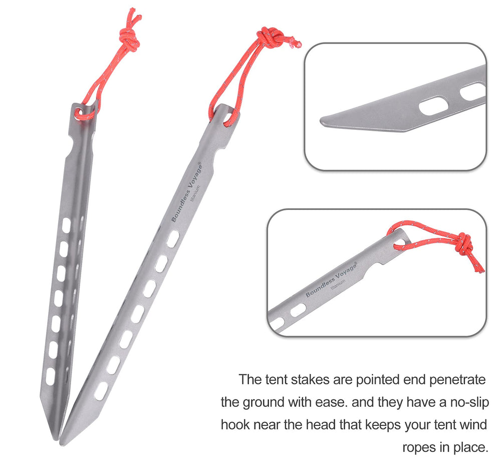 iBasingo 6–8 pack titanium stakes ideal for camping kits.