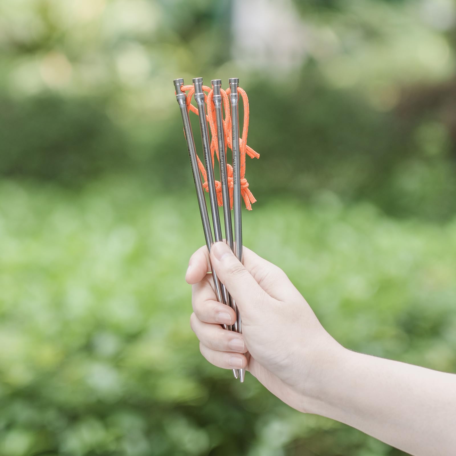iBasingo pointed end titanium stake penetrates hard ground