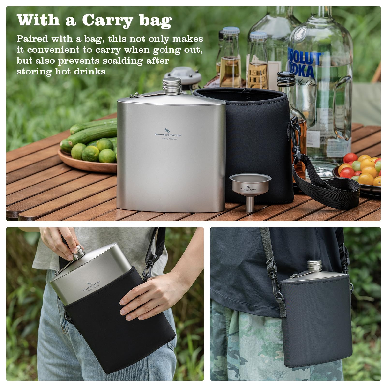 iBasingo Pure titanium funnel included for mess-free refills.