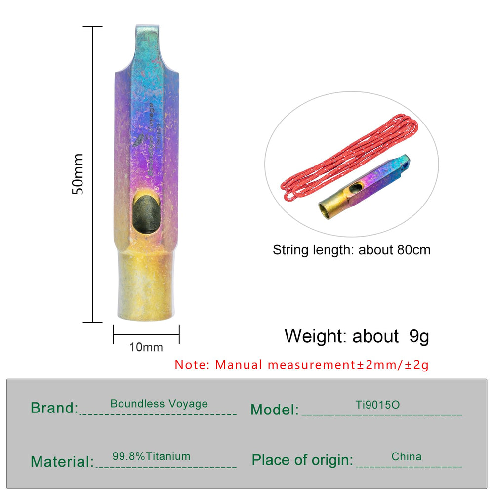 iBasingo Ti9015O heat-anodized silver finish whistle with lasting color and corrosion resistance