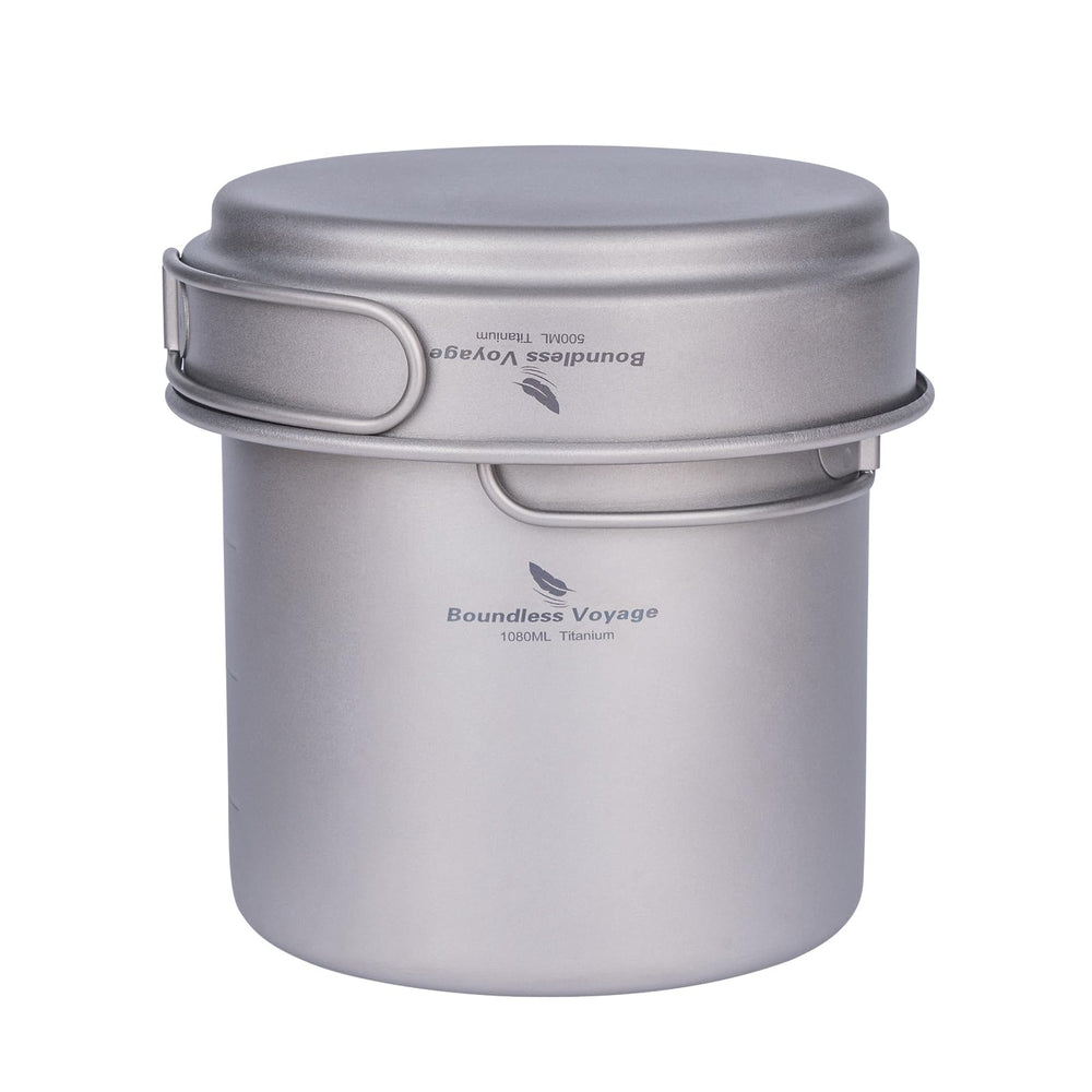 iBasingo titanium 1080ml pot for versatile camping meals and compact packing