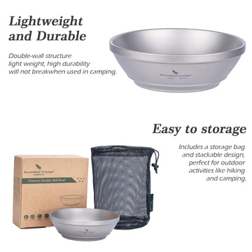iBasingo titanium bowl bottom stamp enhances stability on uneven camp surfaces.