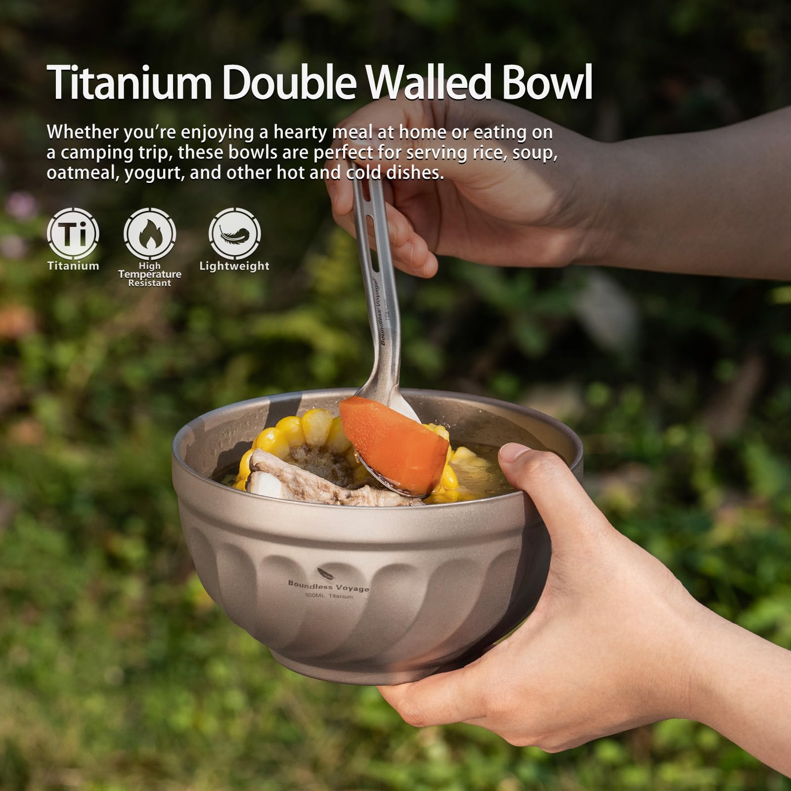 iBasingo titanium bowl interior smooth and easy to clean after meals