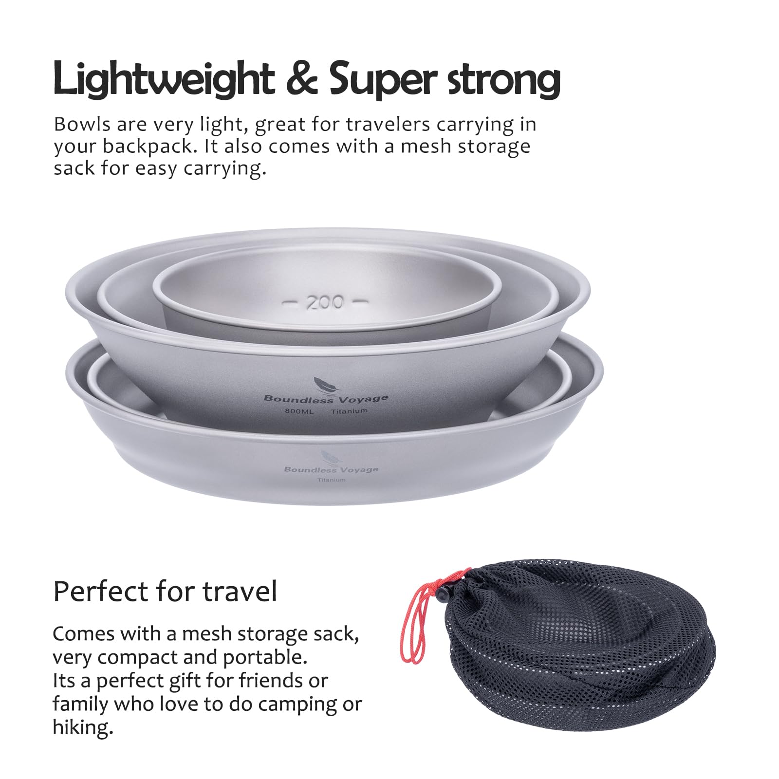 Ibasingo titanium dinnerware ideal for camping, hiking, and picnics.