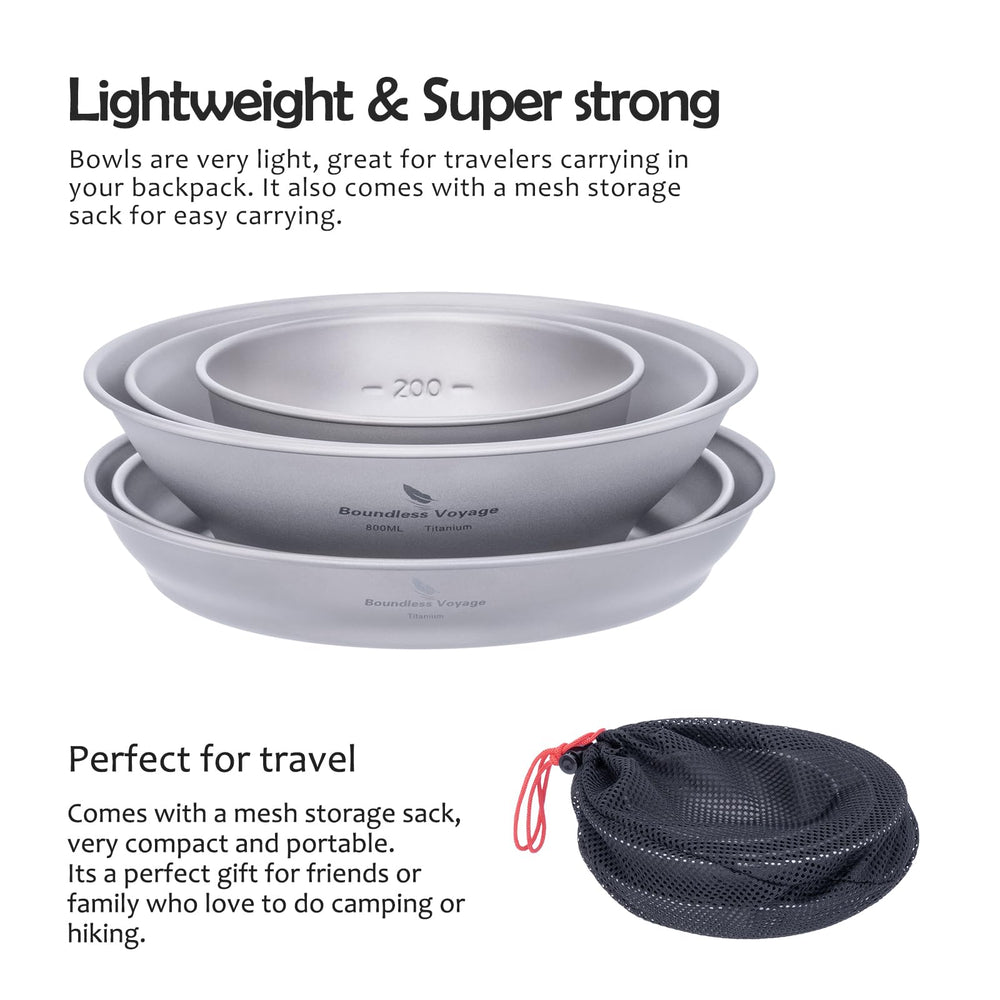 Ibasingo titanium dinnerware ideal for camping, hiking, and picnics.