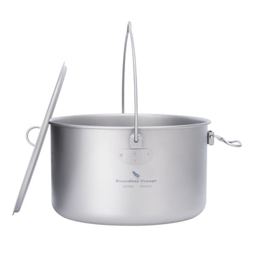 iBasingo titanium camping pot 2900ml with lid for group meals on the trail
