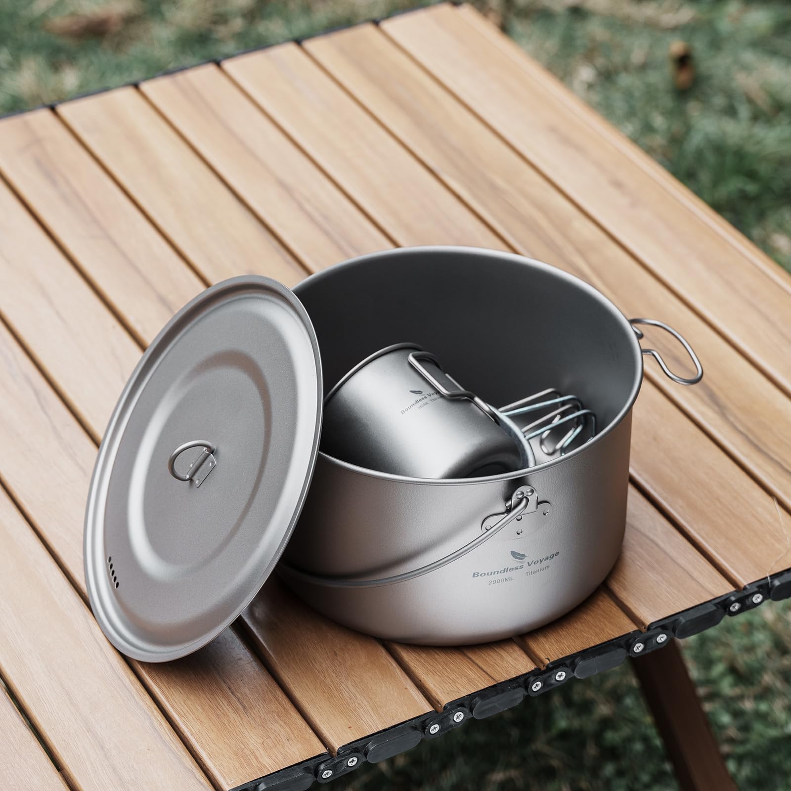 iBasingo titanium camping pot hanging ring for secure hanging during cooking