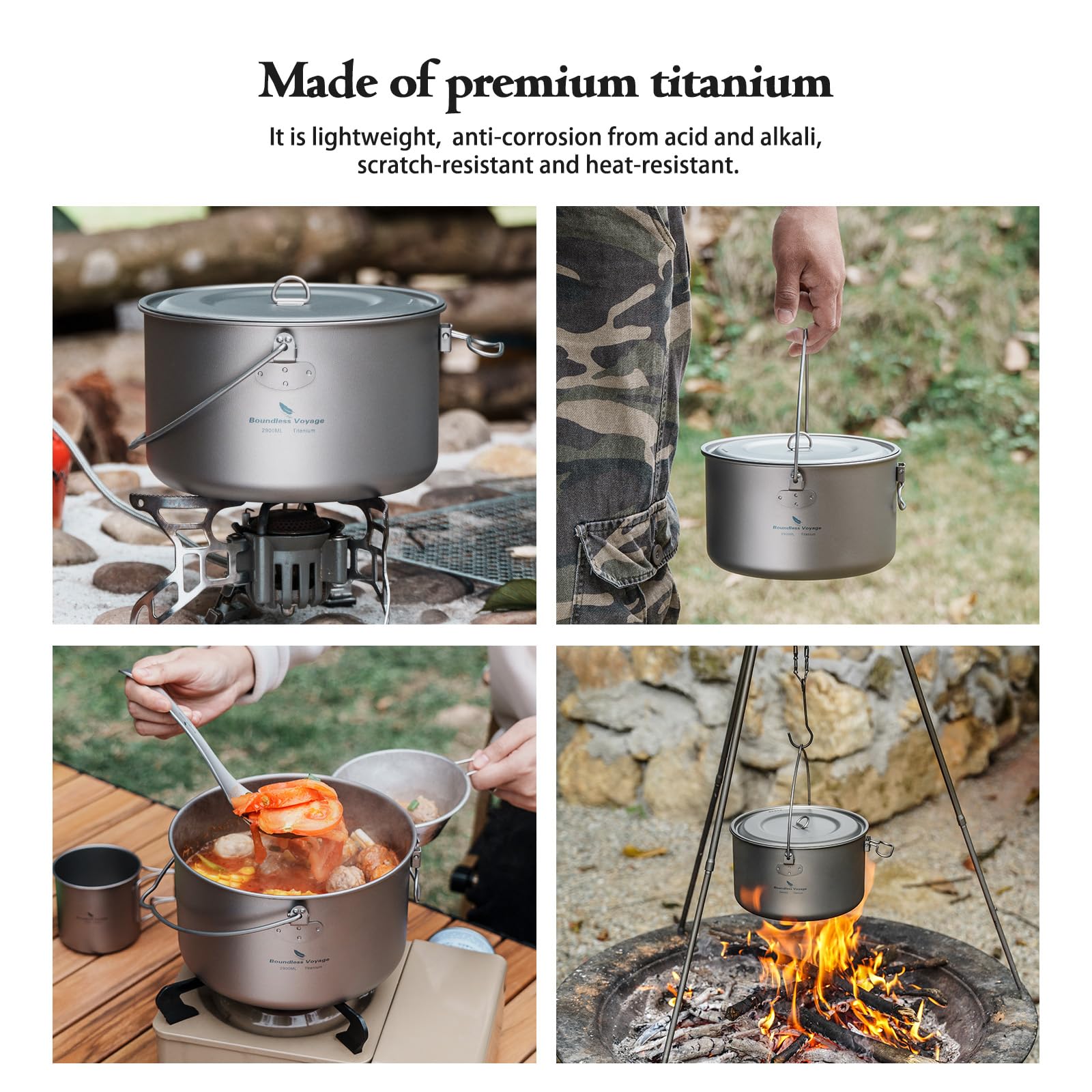 iBasingo titanium camping pot lid with steam holes balances pressure and prevents drips