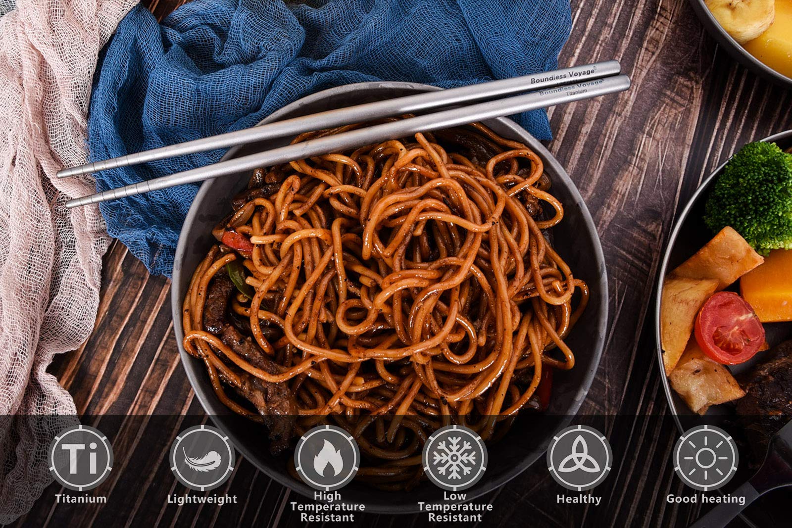 iBasingo titanium chopsticks 230mm length for comfortable dining anywhere