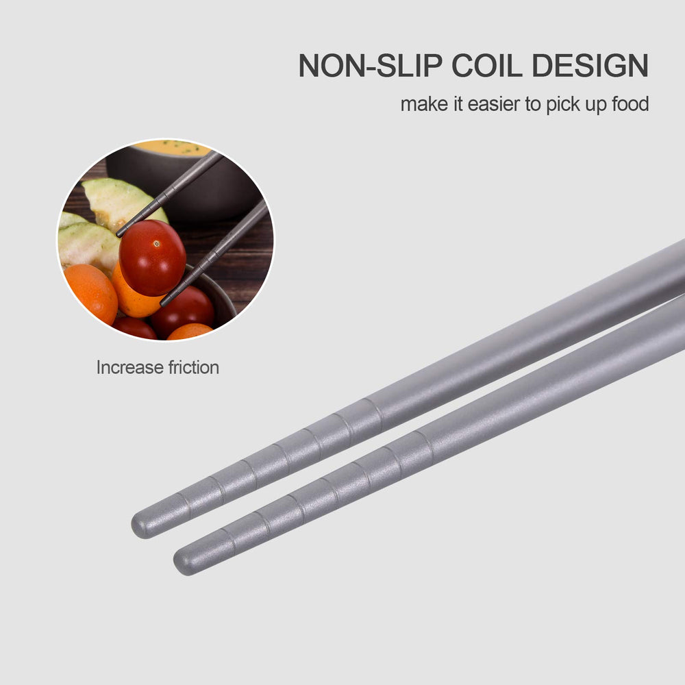 iBasingo titanium chopsticks with storage bag for easy packing.