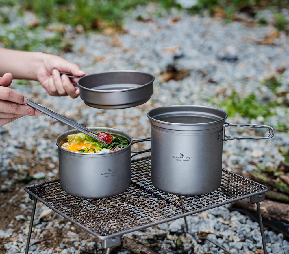 iBasingo titanium cookware-mesh-bag enables easy transport.