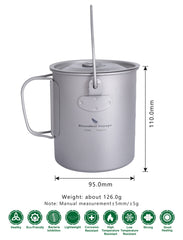 iBasingo titanium cup with folding handle reduces burns and saves space
