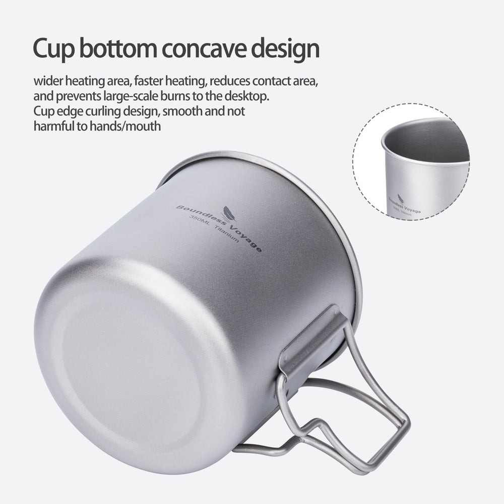 Open-flame compatible titanium cup by iBasingo for campsite heating.