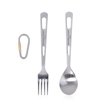 iBasingo titanium cutlery compact fork and spoon for travel and camping