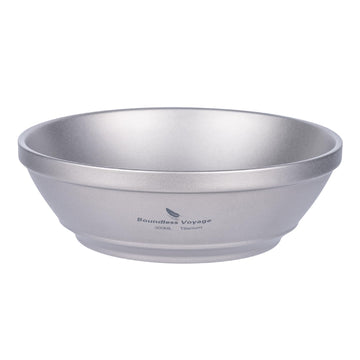 iBasingo titanium double-walled bowl 300ml side view demonstrates portable heat-insulation for outdoors.