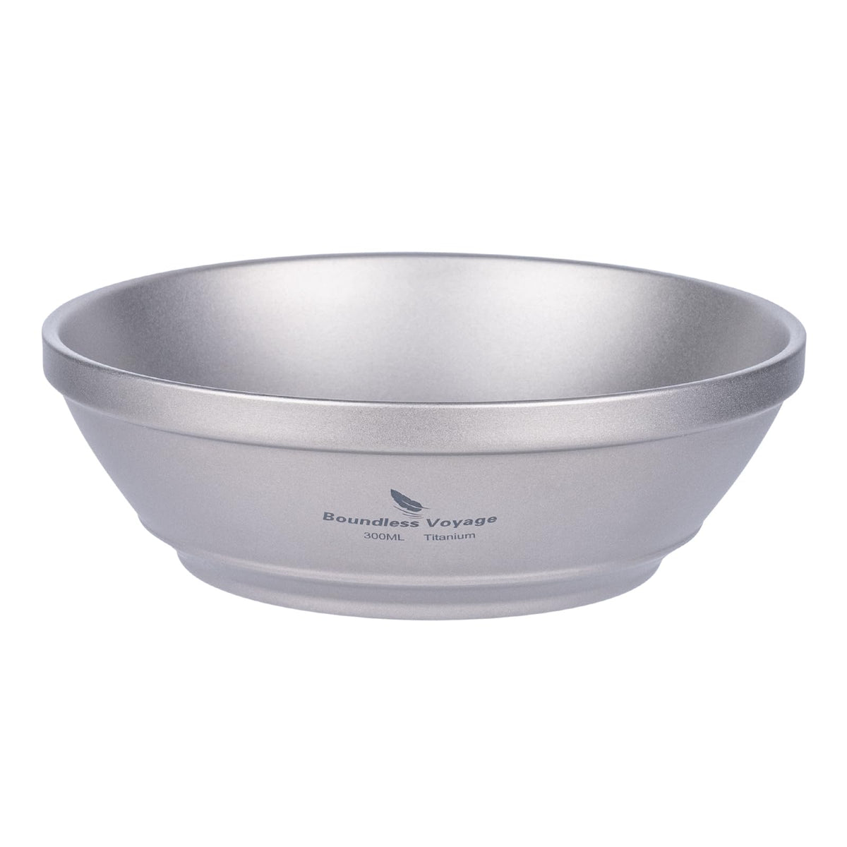 iBasingo titanium double-walled bowl 300ml side view demonstrates portable heat-insulation for outdoors.