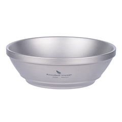 iBasingo titanium double-walled bowl 300ml side view demonstrates portable heat-insulation for outdoors.