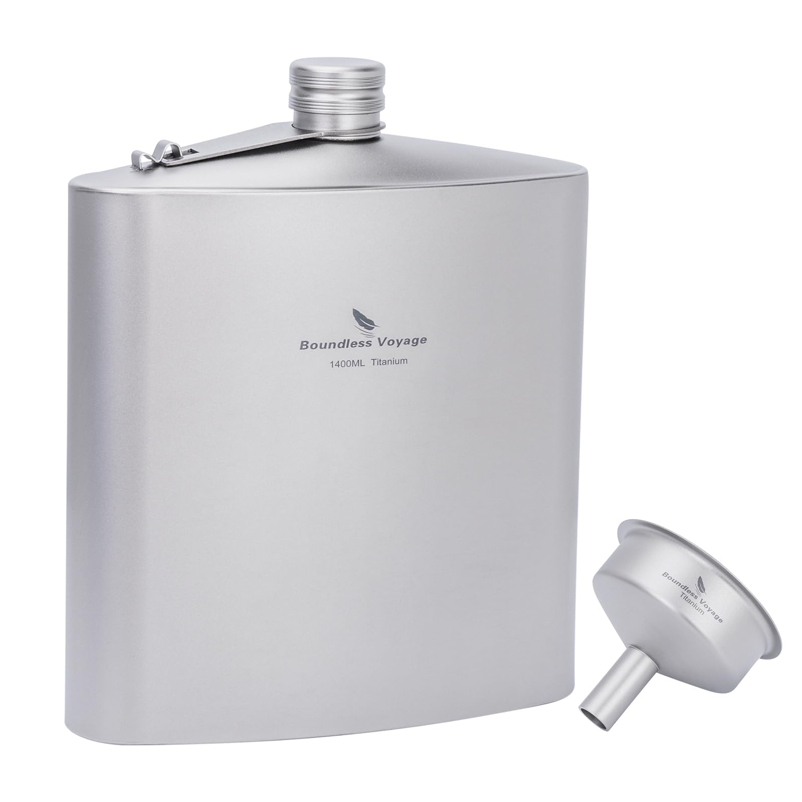 iBasingo Titanium Flask 1400ml ready to boil water over a campfire.