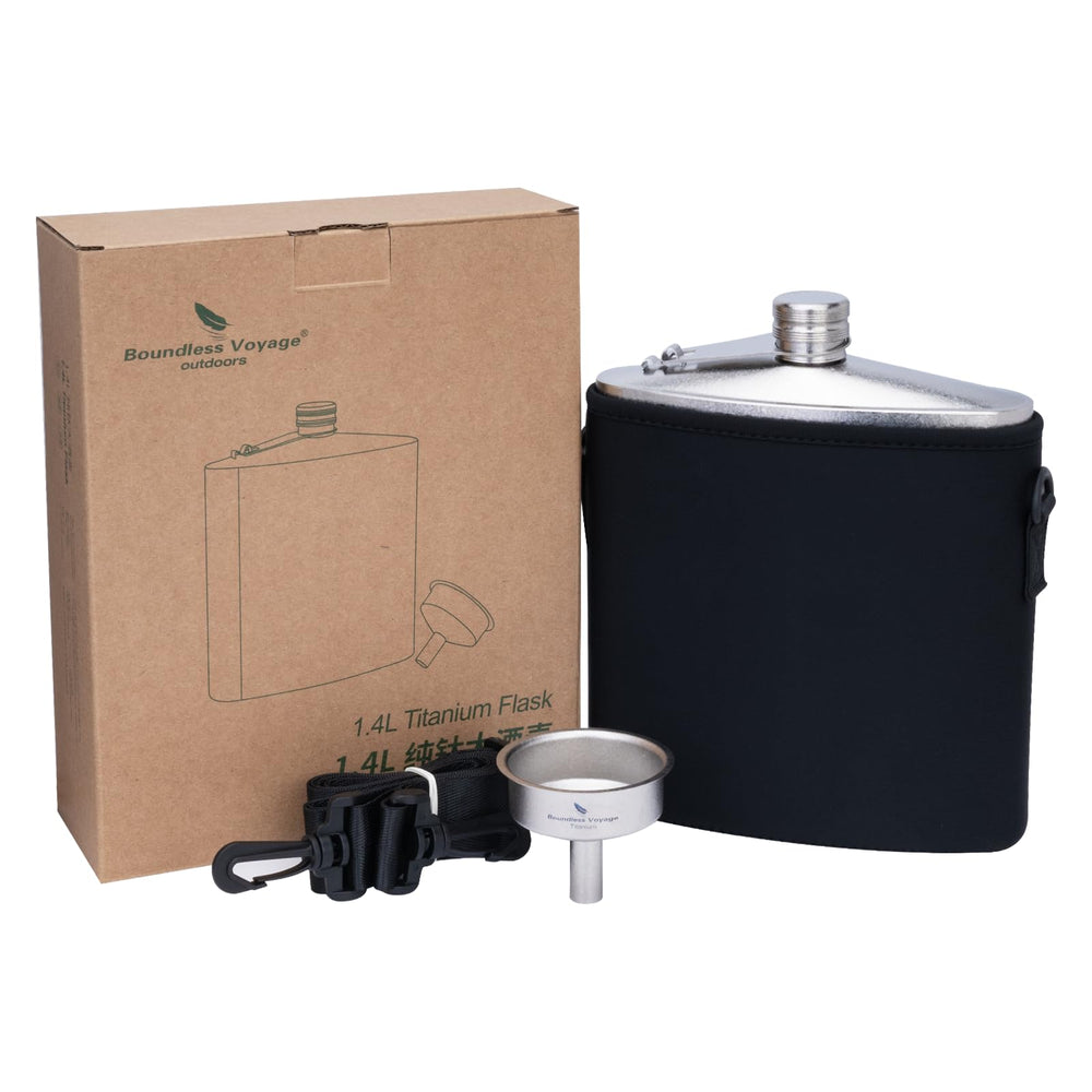 iBasingo titanium flask with lock lid for leak-proof backpacking