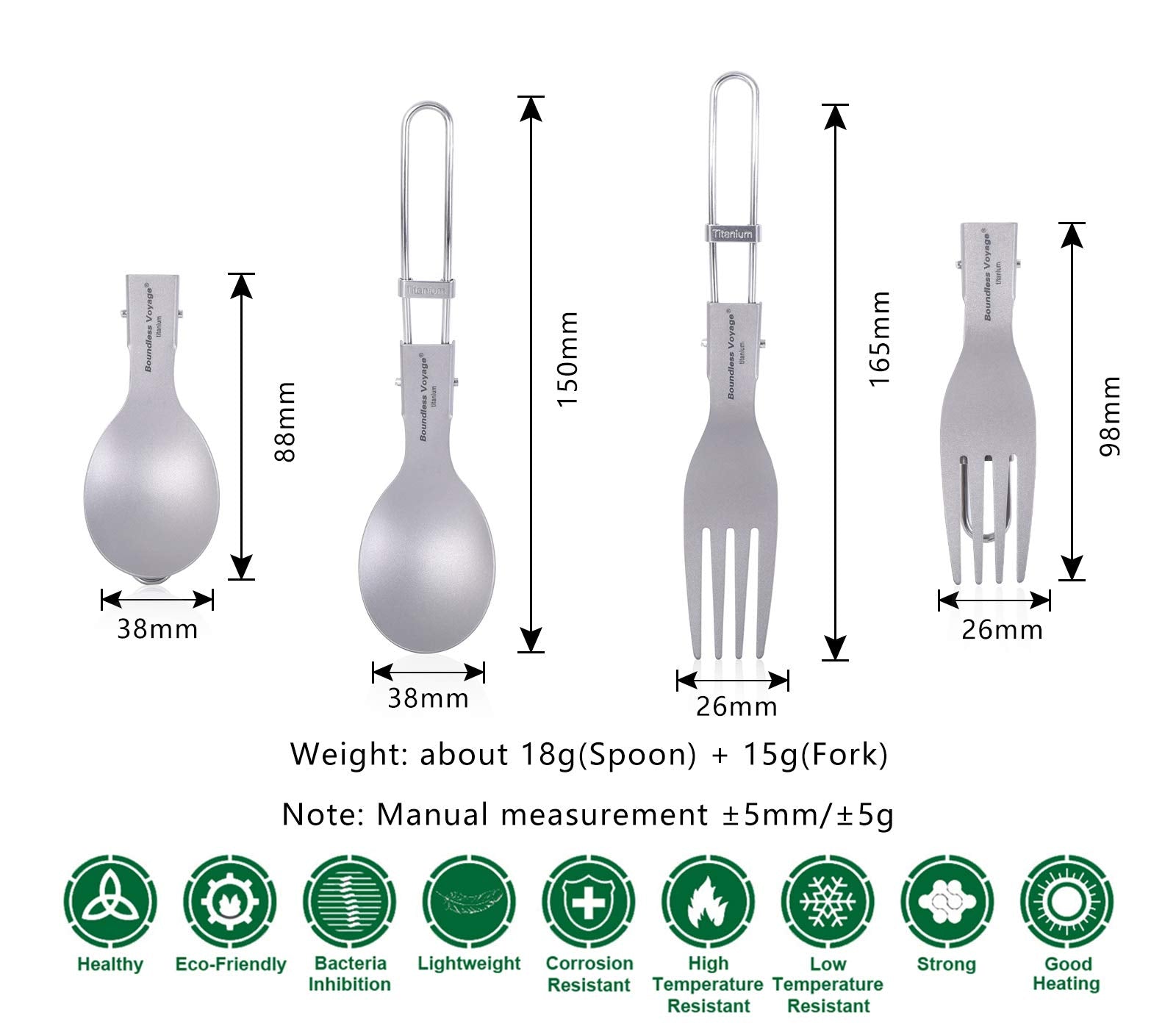 iBasingo titanium folding fork ideal for lightweight outdoor dining.
