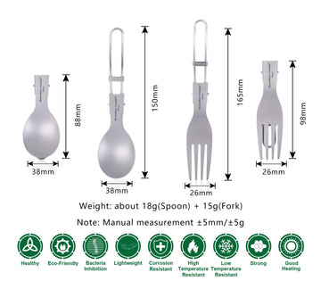 iBasingo titanium folding fork ideal for lightweight outdoor dining.