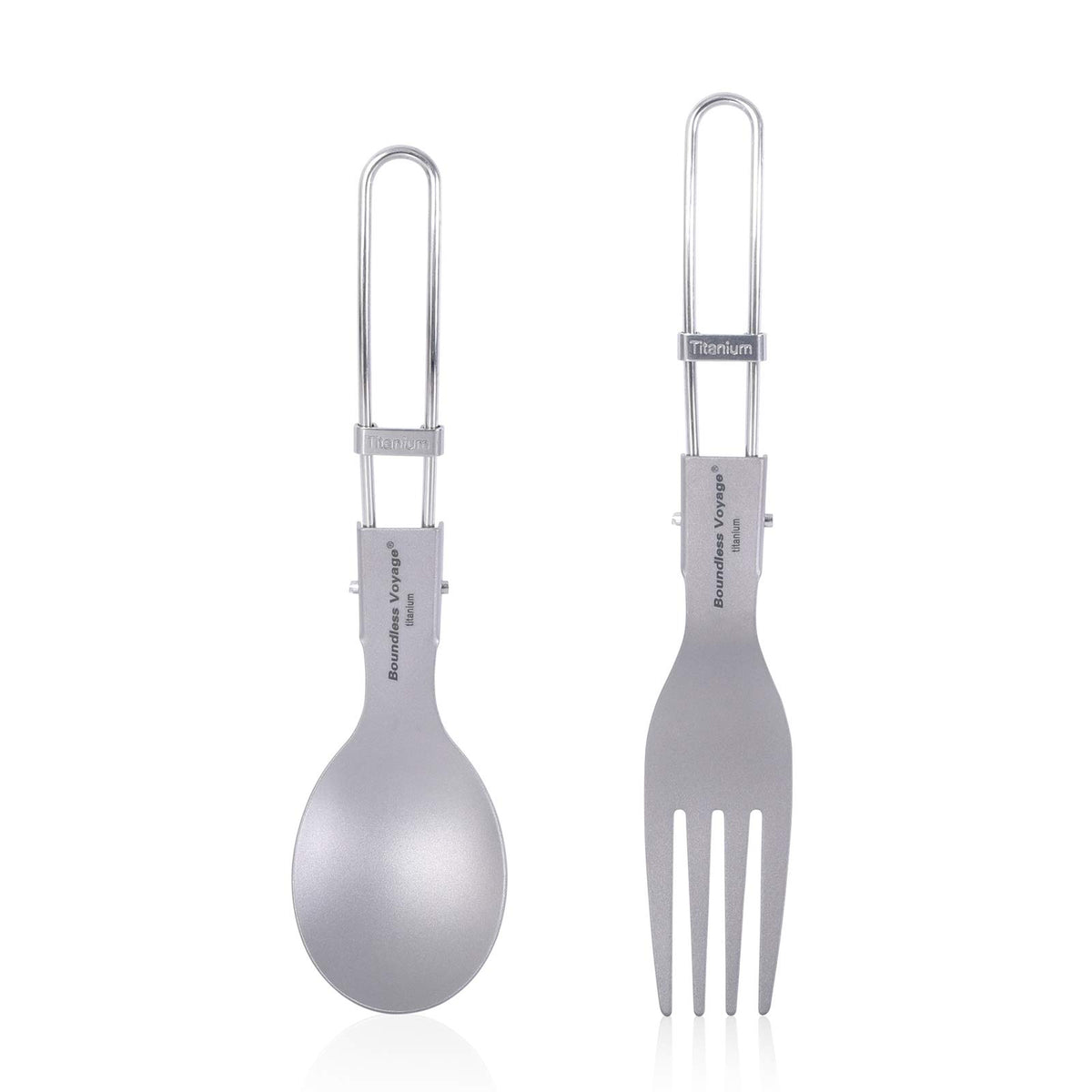 iBasingo titanium folding spoon for ultralight camping meals.