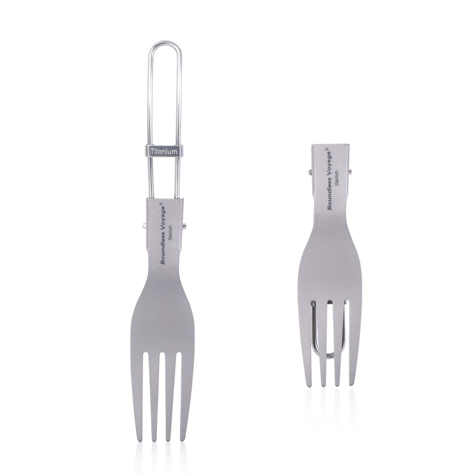 iBasingo titanium fork with folding handle in compact form, perfect for camping and travel