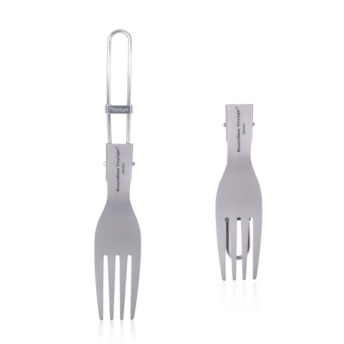 iBasingo titanium fork with folding handle in compact form, perfect for camping and travel