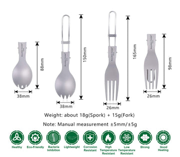 iBasingo titanium fork folding handle for compact travel