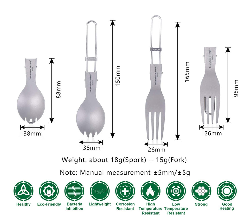 iBasingo titanium fork folding handle for compact travel