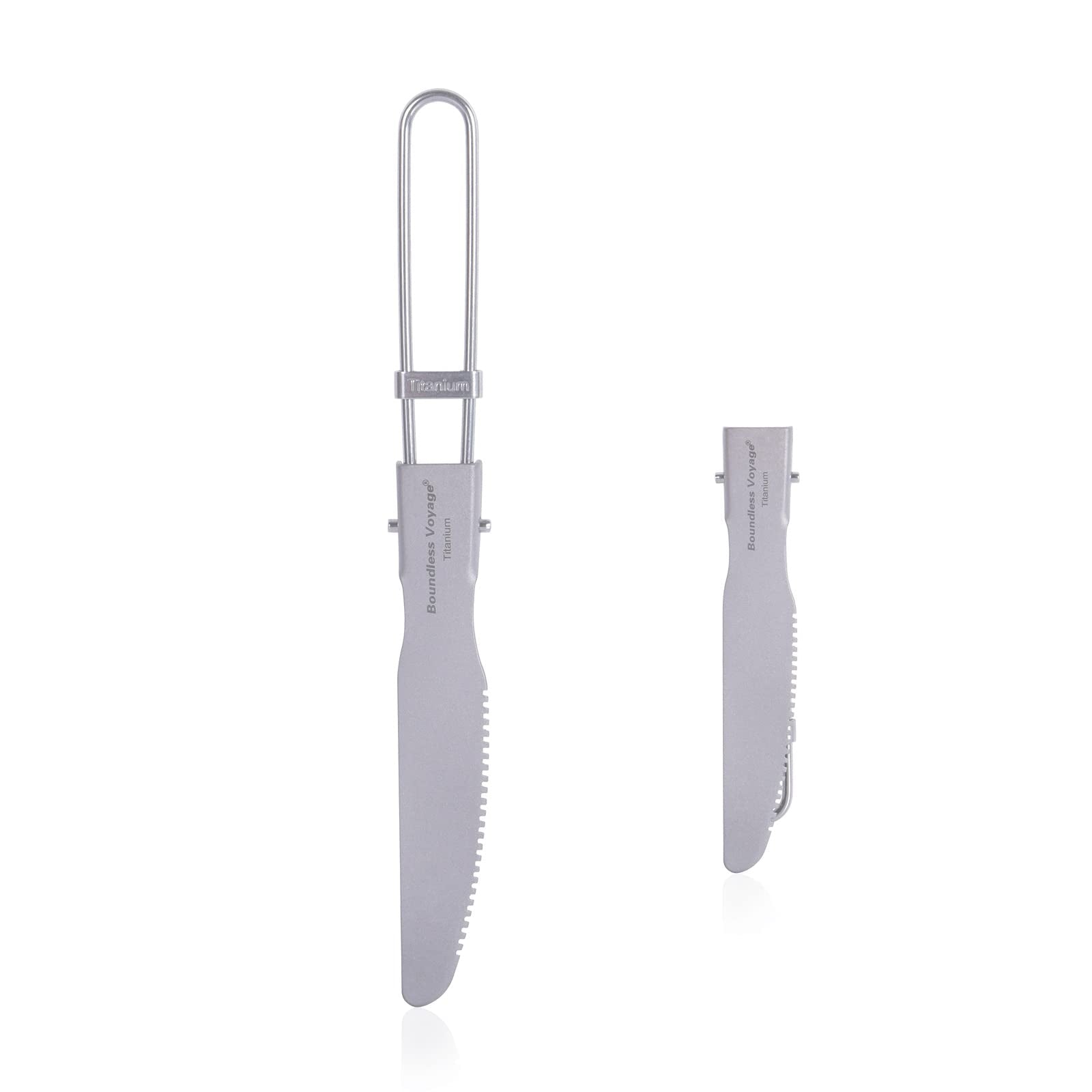 iBasingo titanium knife with foldable handle for compact camping meal prep