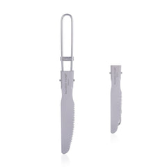 iBasingo titanium knife with foldable handle for compact camping meal prep