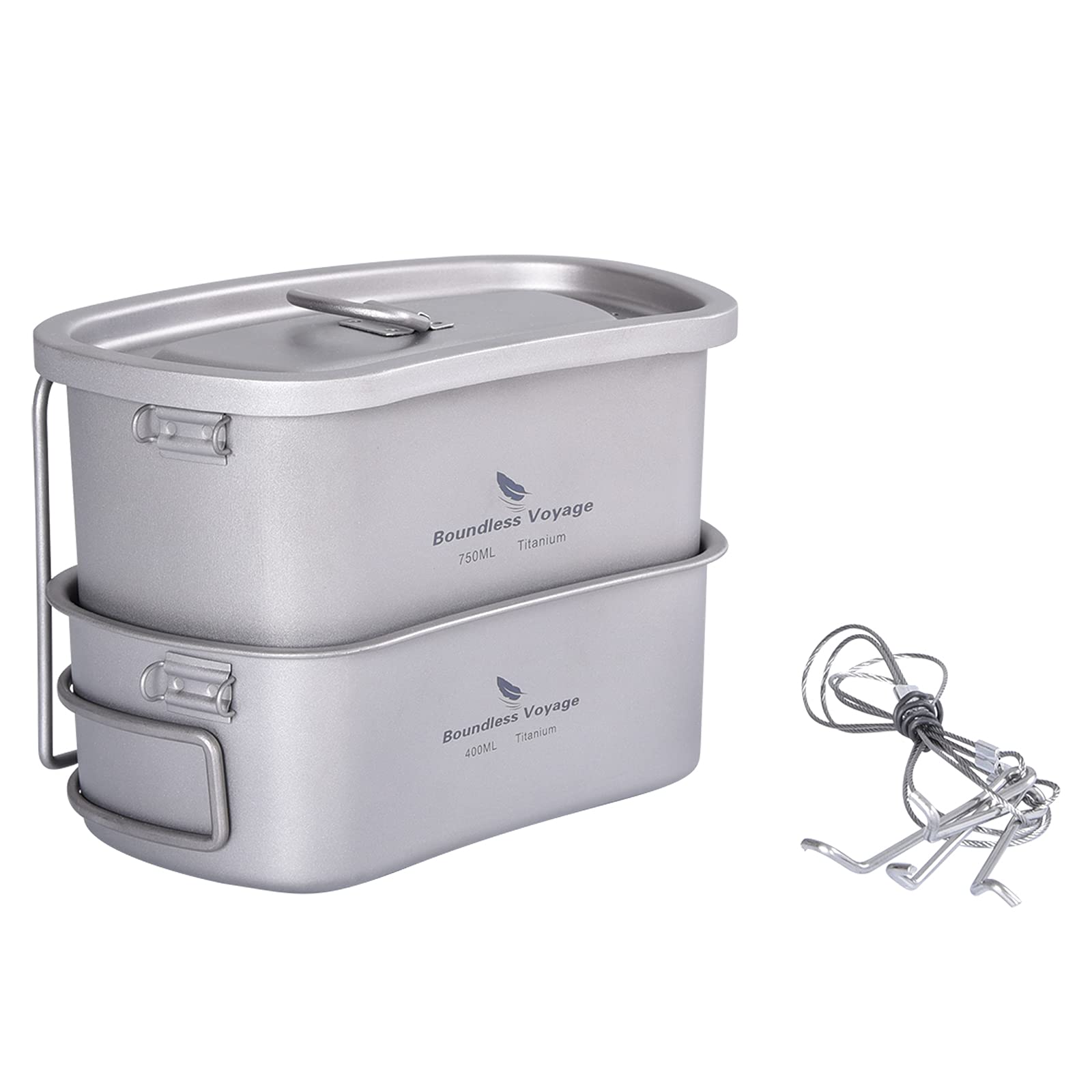 iBasingo titanium mess kit 750ml cup ready for camping meals with rust free performance