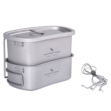 iBasingo titanium mess kit 750ml cup ready for camping meals with rust free performance