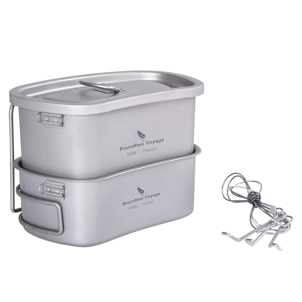 iBasingo titanium mess kit 750ml cup ready for camping meals with rust free performance