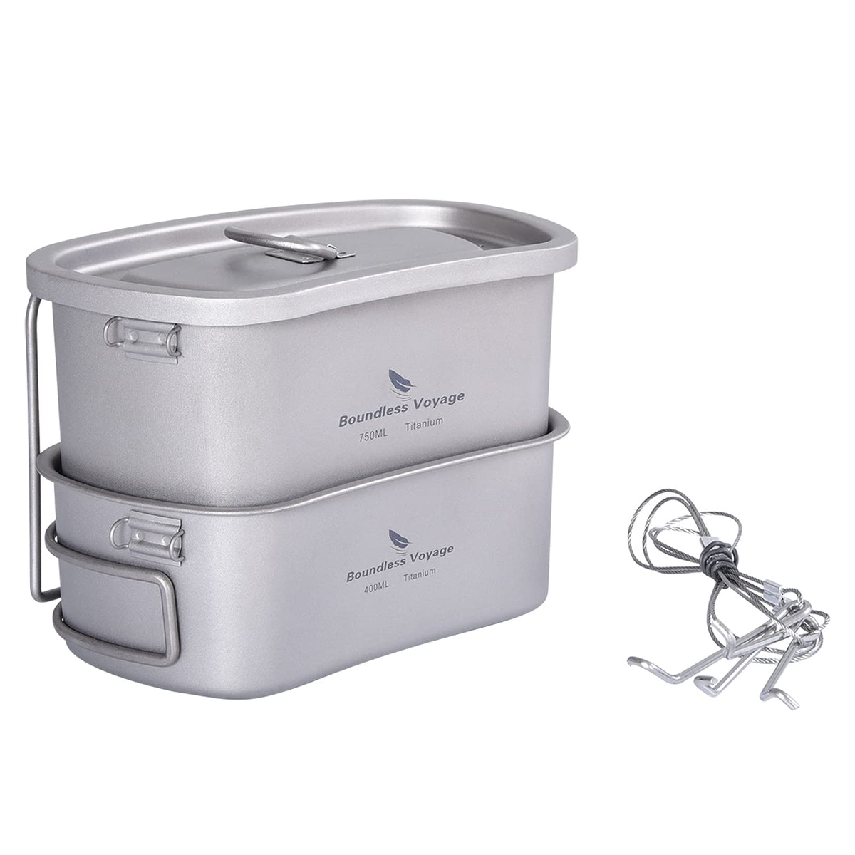 iBasingo titanium mess kit 750ml cup ready for camping meals with rust free performance