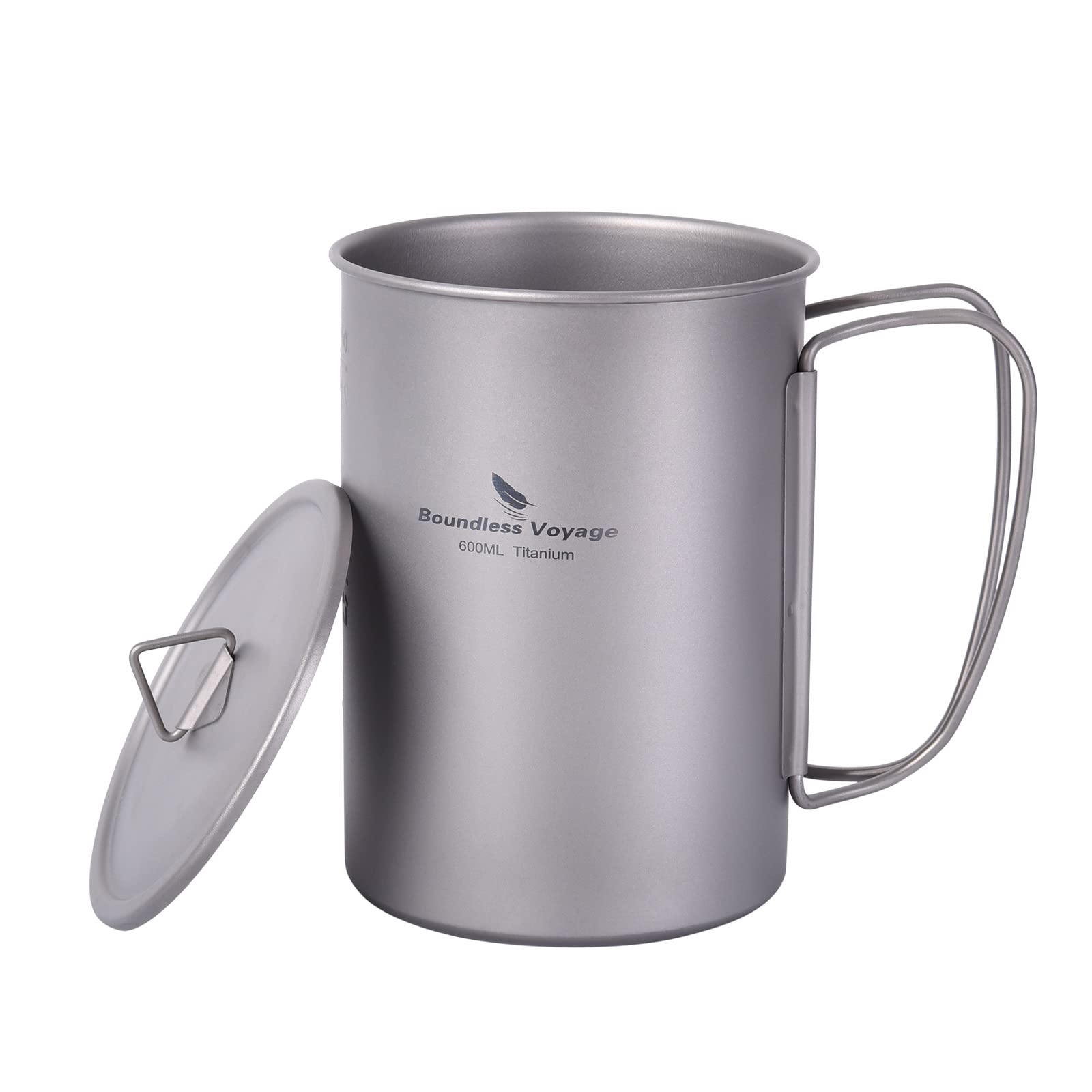 iBasingo titanium mug 600ml wide mouth in outdoor setting for easy water access.